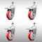 Service Caster 5 Inch SS Red Polyurethane 12mm Threaded Stem Caster Set Total Lock Brake SCC-SSTSTTL20S514-PPUB-RED-M1215-4 - alternate 1
